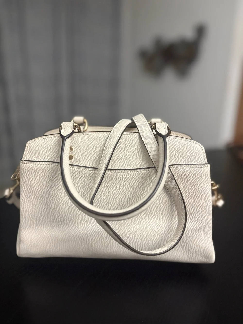 Coach Cream Leather Satchel with Gold Hardware